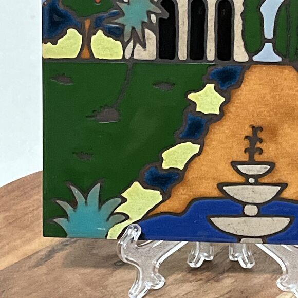 Pacific Blue Tile California Mission SAN JUAN CAPISTRANO Hand Painted Art Trivet - Picture 3 of 7